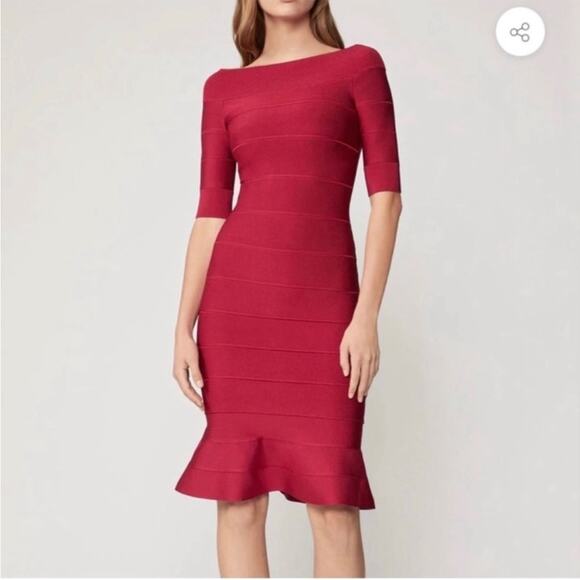 NWT Herve Ledger Cross Bandage Icon Dress In Dark Maroon Womens Size XXS - Picture 2 of 9